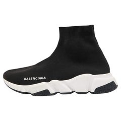 Balenciaga Black Knit Fabric Speed High Top Sneakers Size 38