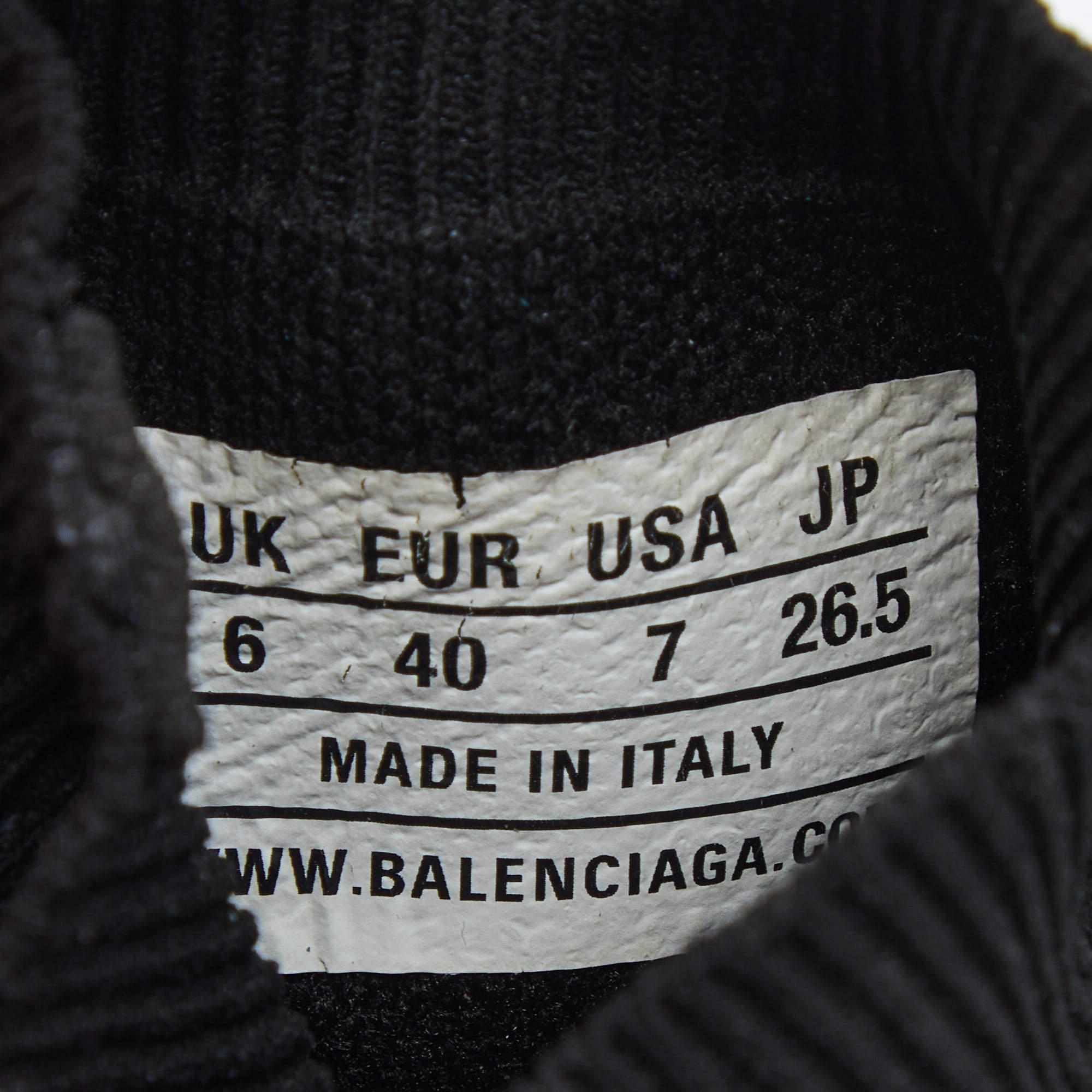 Men's Balenciaga Black Knit Fabric Speed High Top Sneakers Size 40
