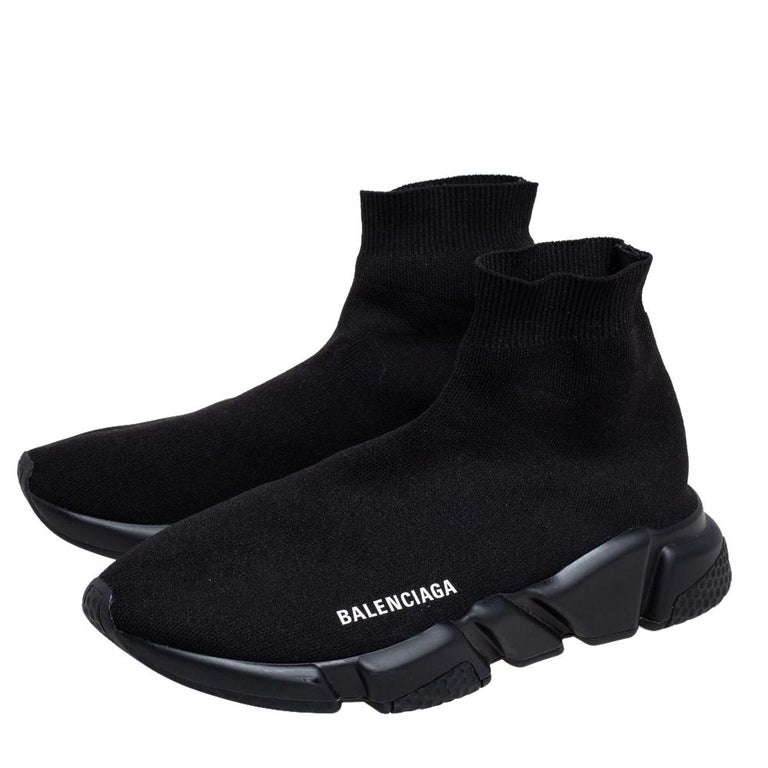 Balenciaga Black Knit Fabric Speed Slip On Sneakers Size 40 at 1stDibs