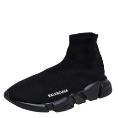 Balenciaga Black Knit Fabric Speed Slip On Sneakers Size 40