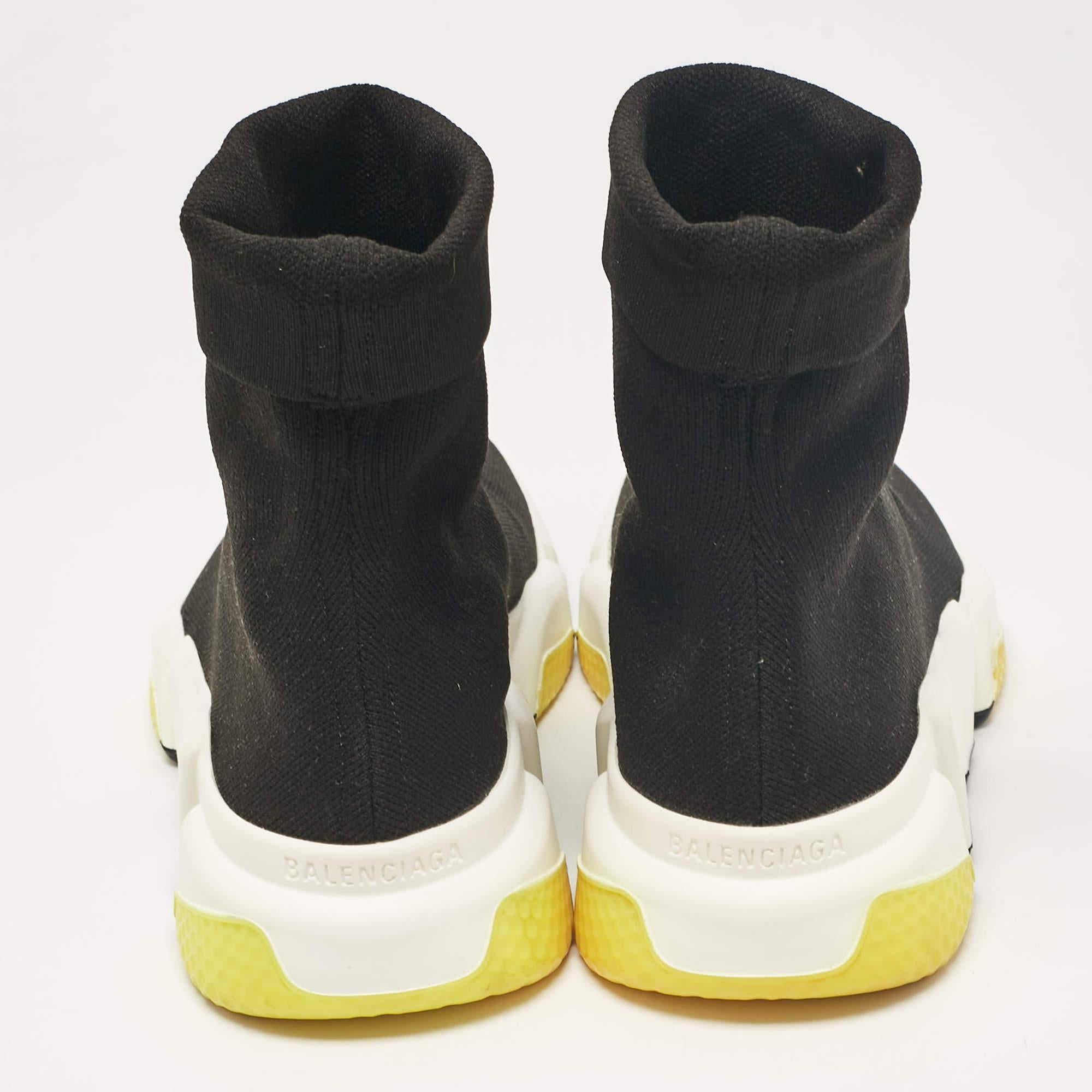 Balenciaga Black Knit Fabric Speed Trainer High Top Sneakers Size 37 1