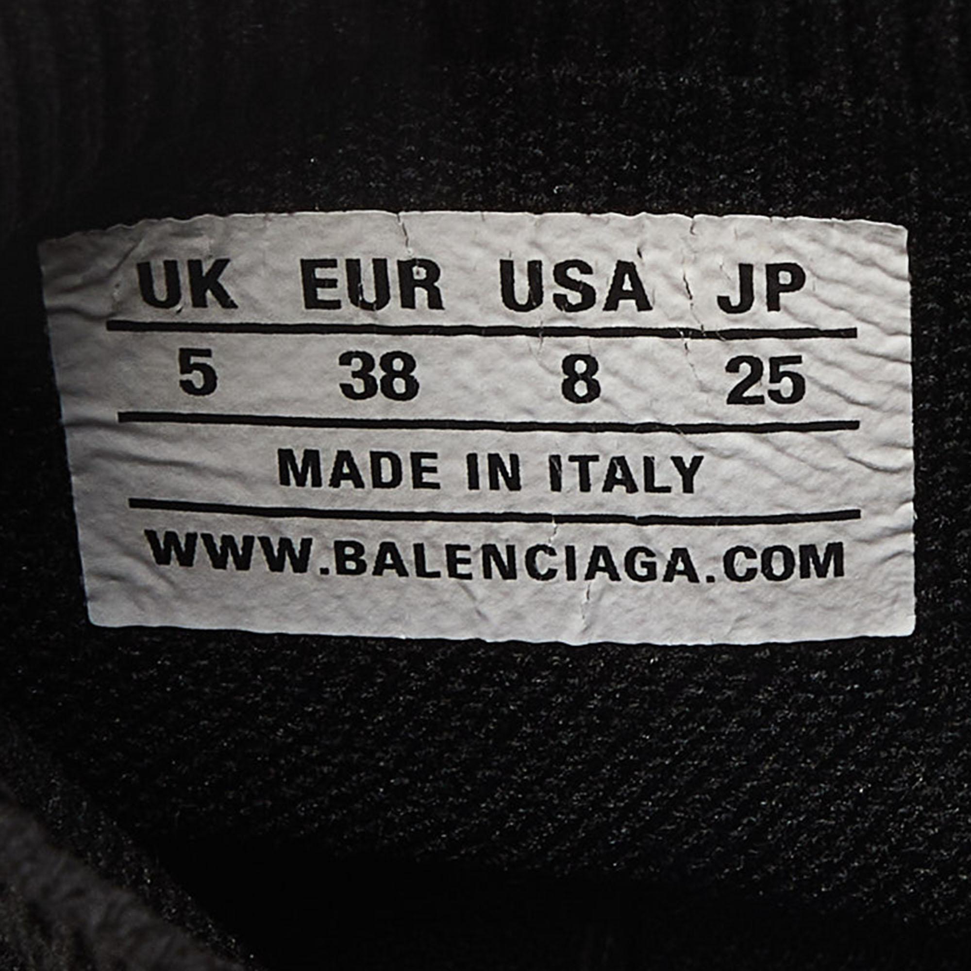 Balenciaga Black Knit Fabric Speed Trainer High Top Sneakers Size 38 For Sale 3