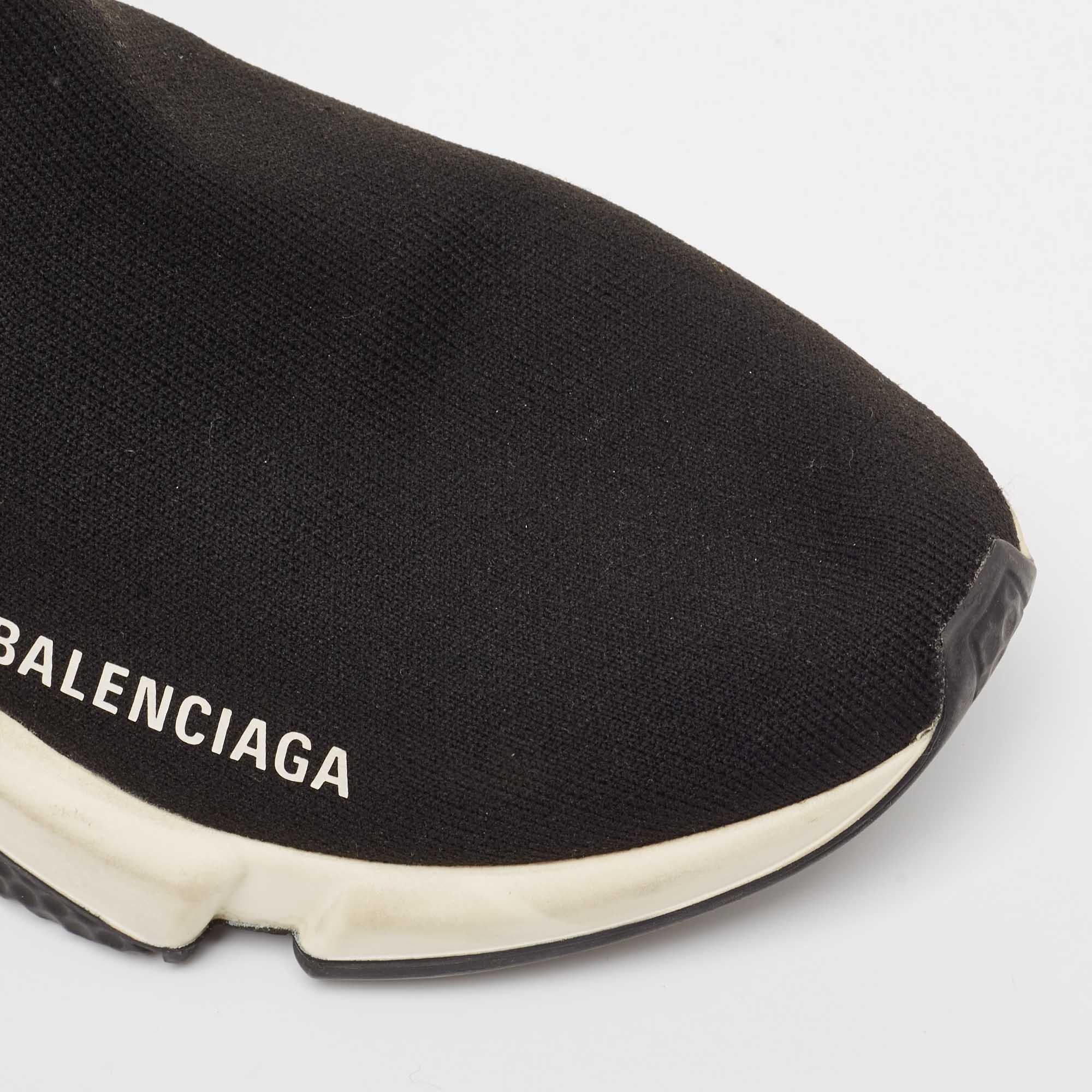 Balenciaga Black Knit Fabric Speed Trainer High Top Sneakers Size 38 4
