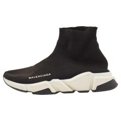 Balenciaga Black Knit Fabric Speed Trainer High Top Sneakers Size 38