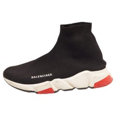 Balenciaga Schwarzes Strick- Speed-Turnschuhe aus Stoff mit hohem Oberteil Größe 39