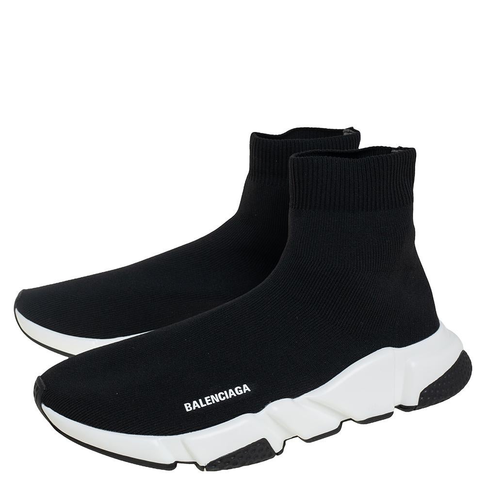 Balenciaga Black Knit Fabric Speed Trainer High Top Sneakers Size 42 1
