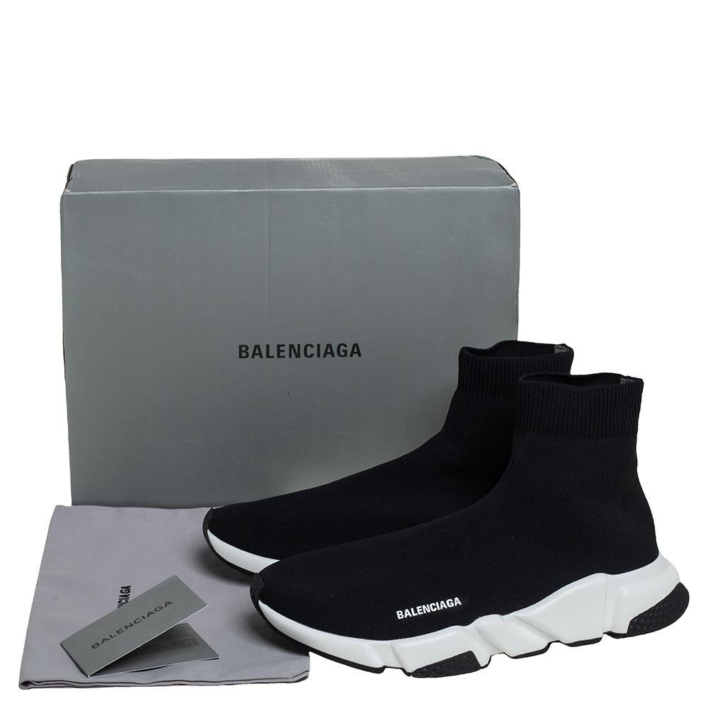 Balenciaga Black Knit Fabric Speed Trainer High Top Sneakers Size 42 2