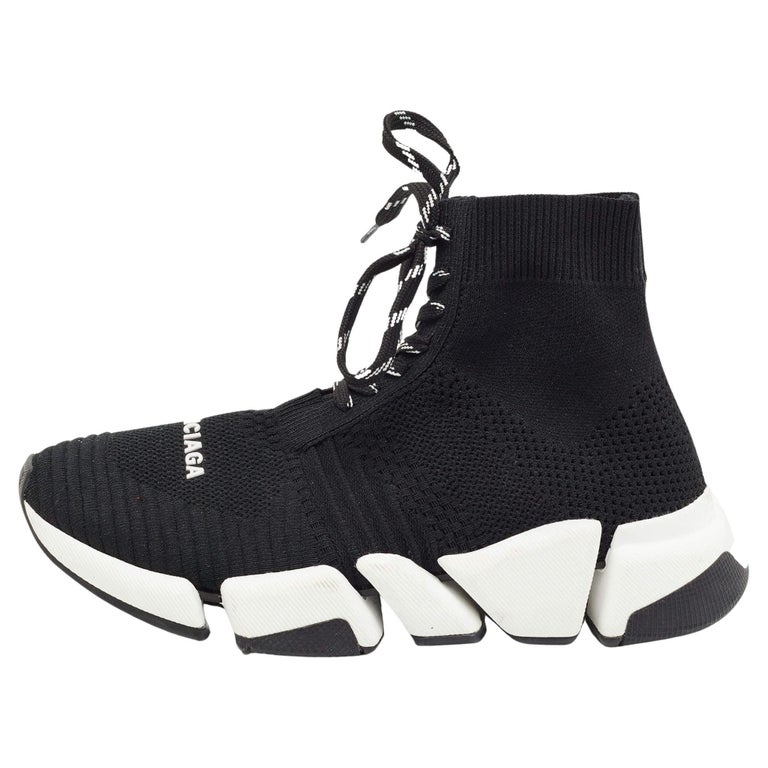 Balenciaga Black Knit Fabric Speed Trainer Lace Up Sneakers Size 36 For  Sale at 1stDibs