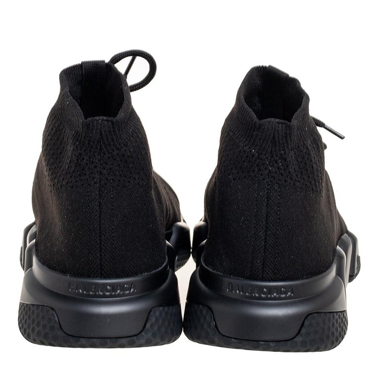 Balenciaga Black Knit Fabric Speed Trainer Lace-Up Sneakers Size 45 at  1stDibs