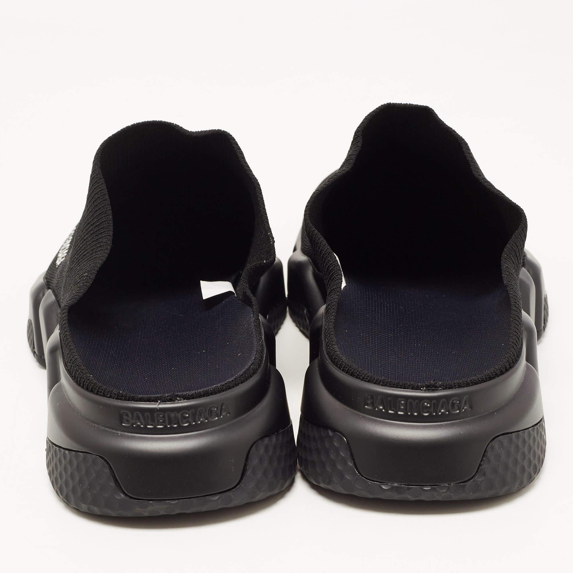 Balenciaga Black Knit Fabric Speed Trainer Mule Sneakers Size 41 In New Condition In Dubai, Al Qouz 2