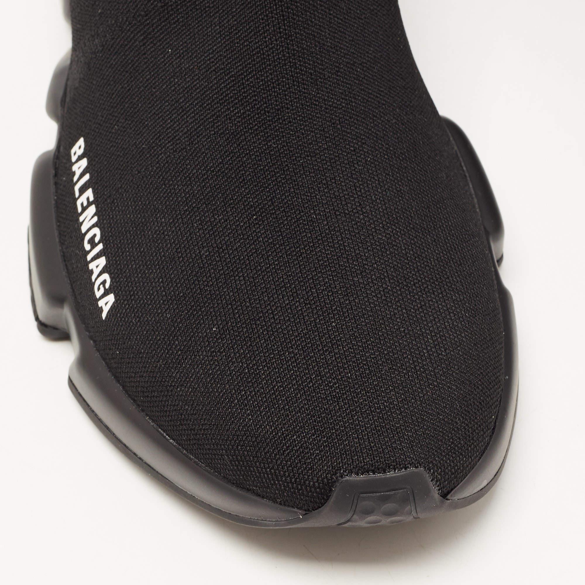 Women's Balenciaga Black Knit Fabric Speed Trainer Mule Sneakers Size 41