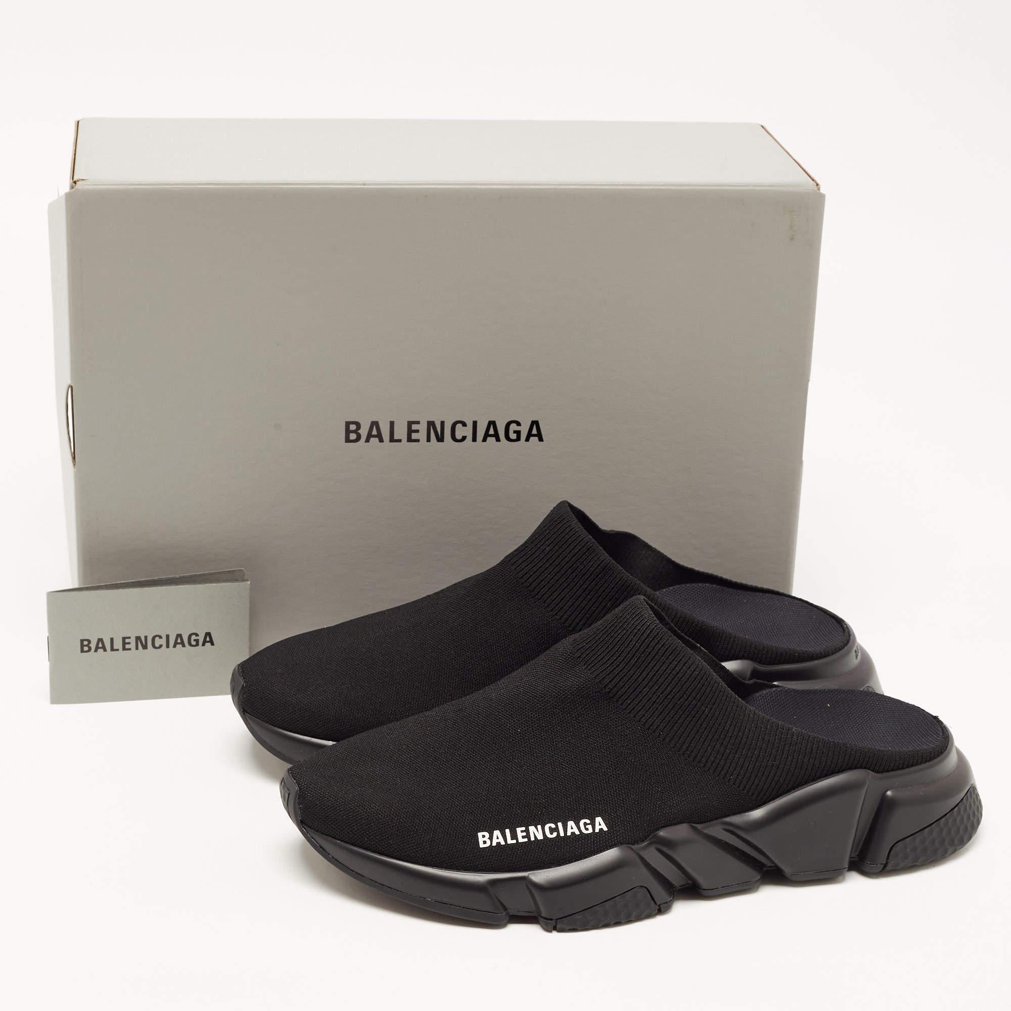 Balenciaga Black Knit Fabric Speed Trainer Mule Sneakers Size 41 5
