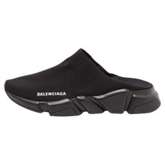 Balenciaga Black Knit Fabric Speed Trainer Mule Sneakers Size 41