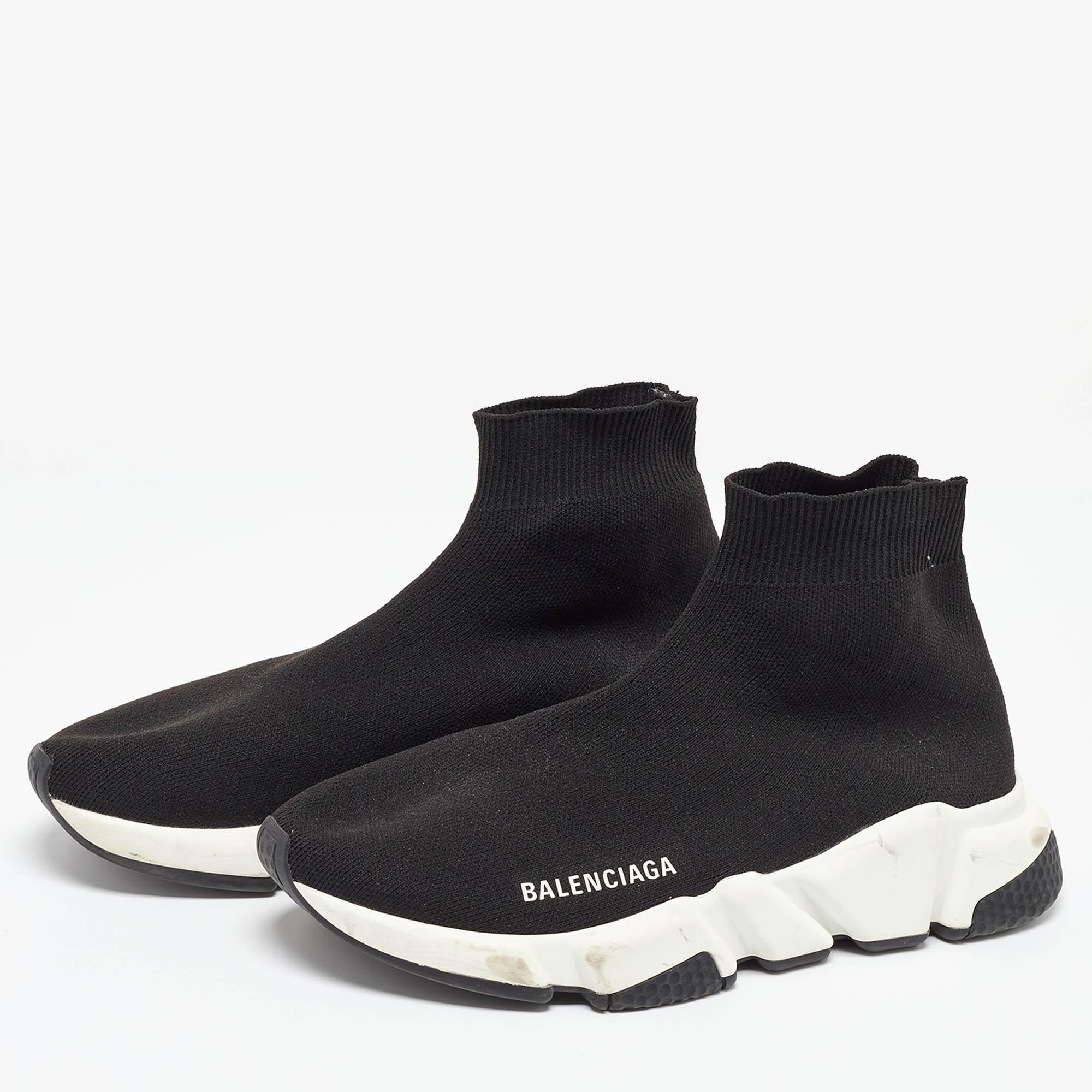 Upgrade your style with these Balenciaga black sneakers. Meticulously designed for fashion and comfort theyre the ideal choice for a trendy and comfortable stride.