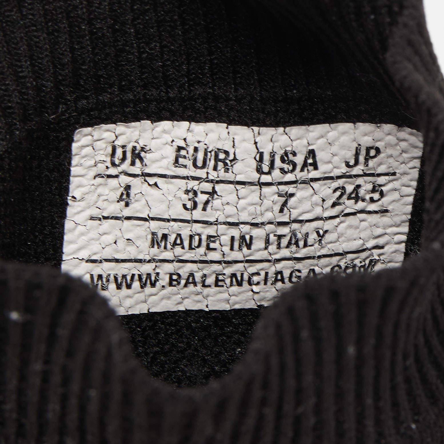 Balenciaga Black Knit Fabric Speed Trainer Slip On Sneakers Size 37 For Sale at 1stDibs
