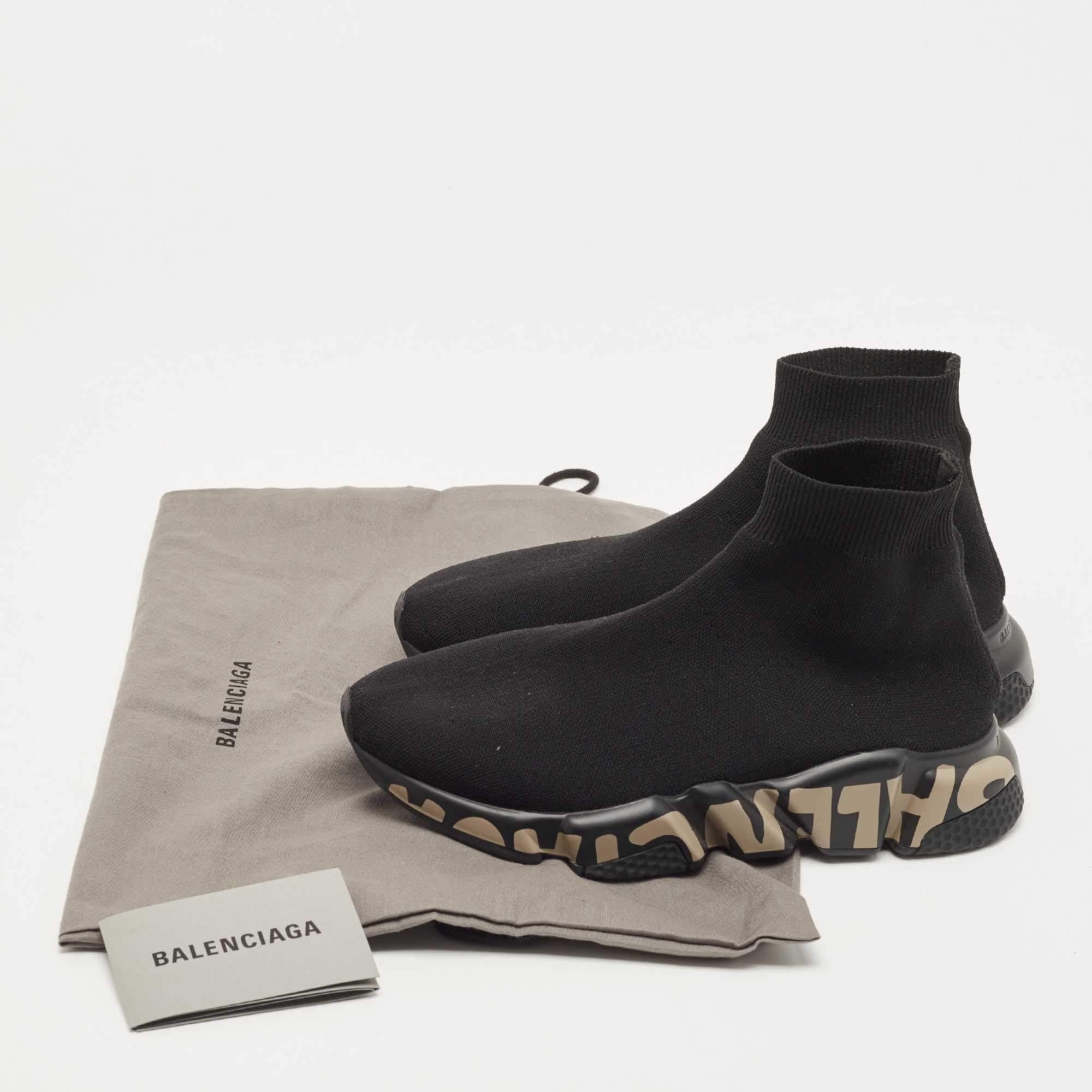 Balenciaga Black Knit Fabric Speed Trainer Sneakers  5