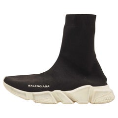 Used Balenciaga Black Knit Fabric Speed Trainer Sneakers