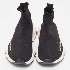 Balenciaga Black Knit Fabric Speed Trainer Sneakers Size 35