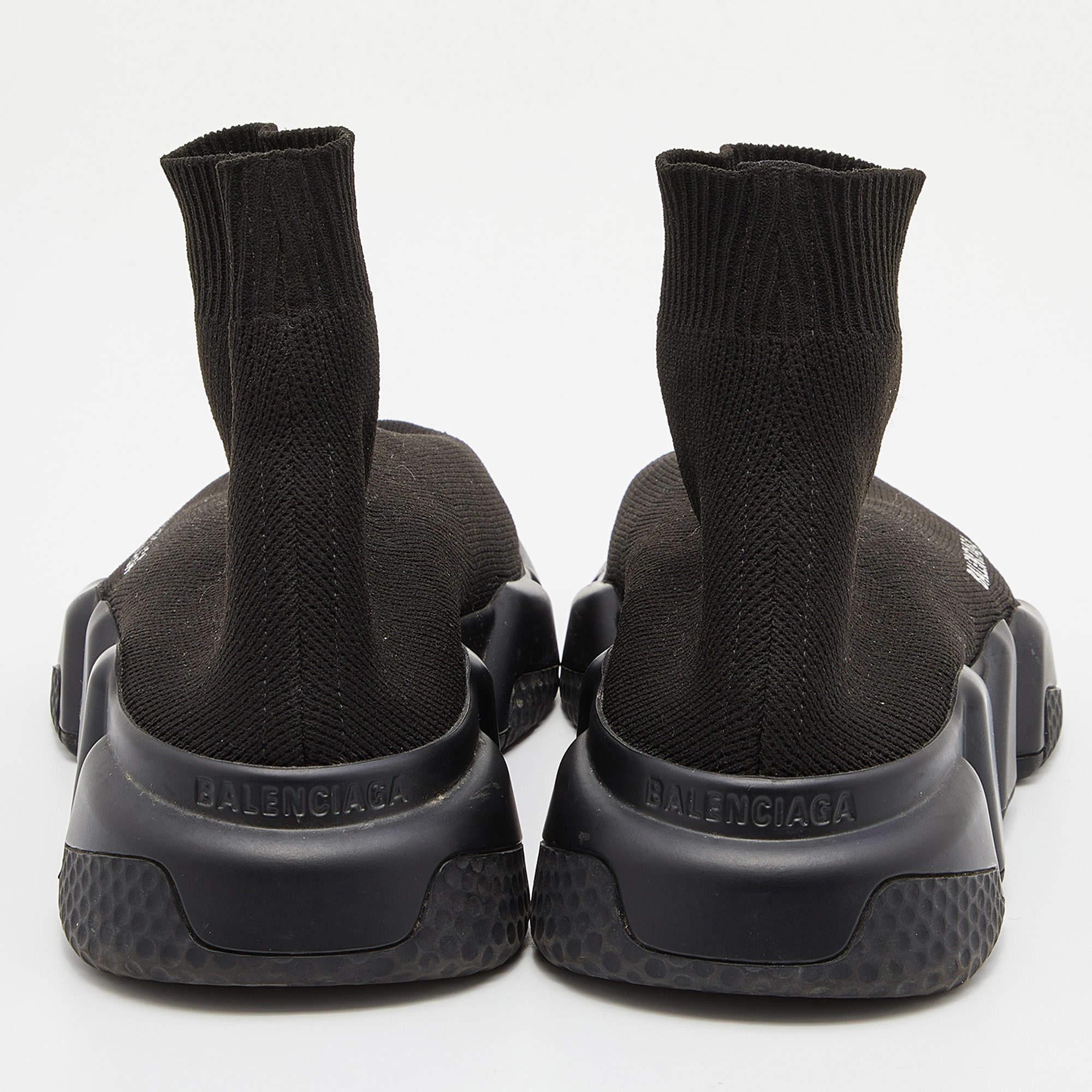 Balenciaga Black Knit Fabric Speed Trainer Sneakers Size 35 In Good Condition In Dubai, Al Qouz 2