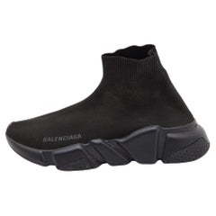 Balenciaga Black Knit Fabric Speed Trainer Sneakers Size 36