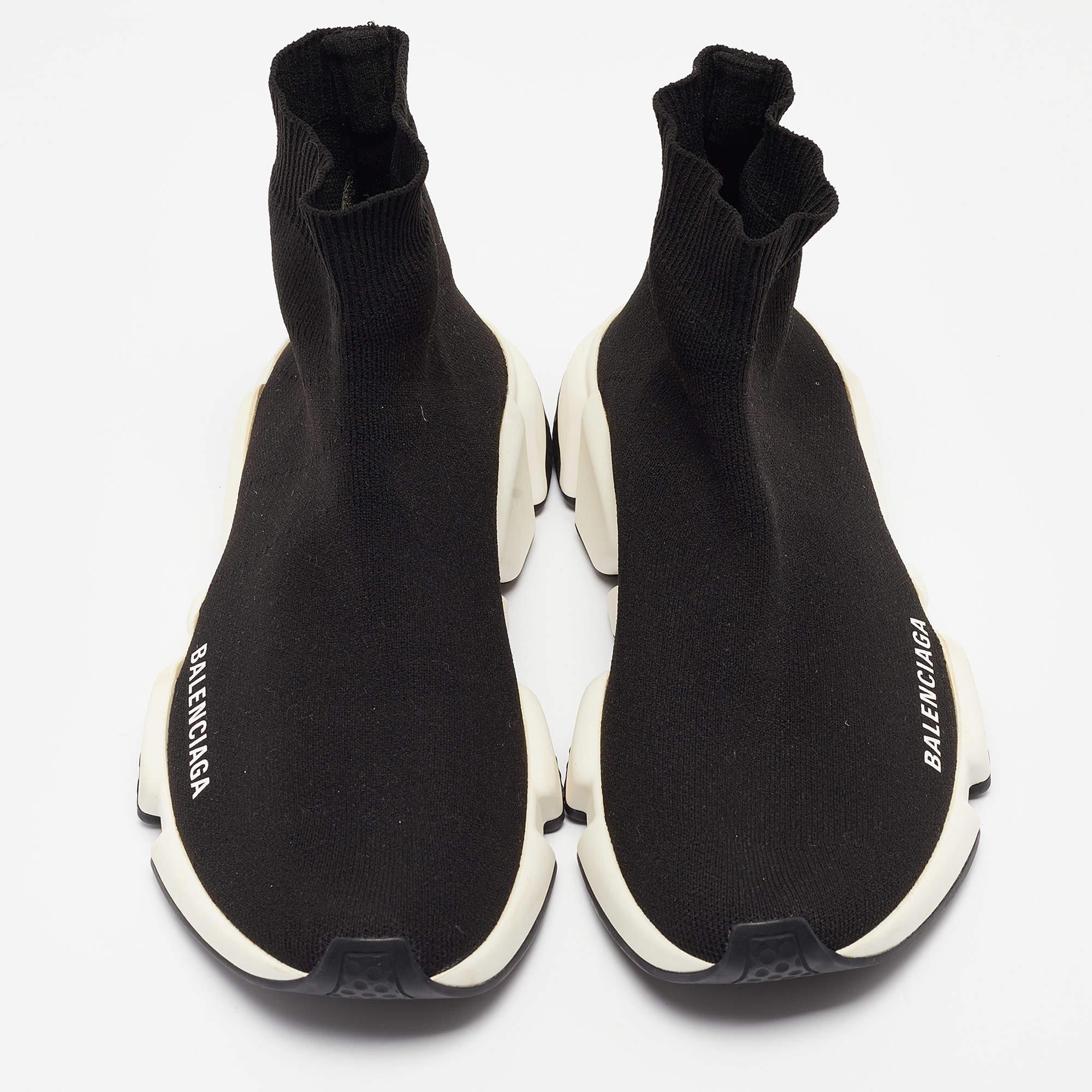 Balenciaga Black Knit Fabric Speed Trainer Sneakers Size 37 In Good Condition In Dubai, Al Qouz 2