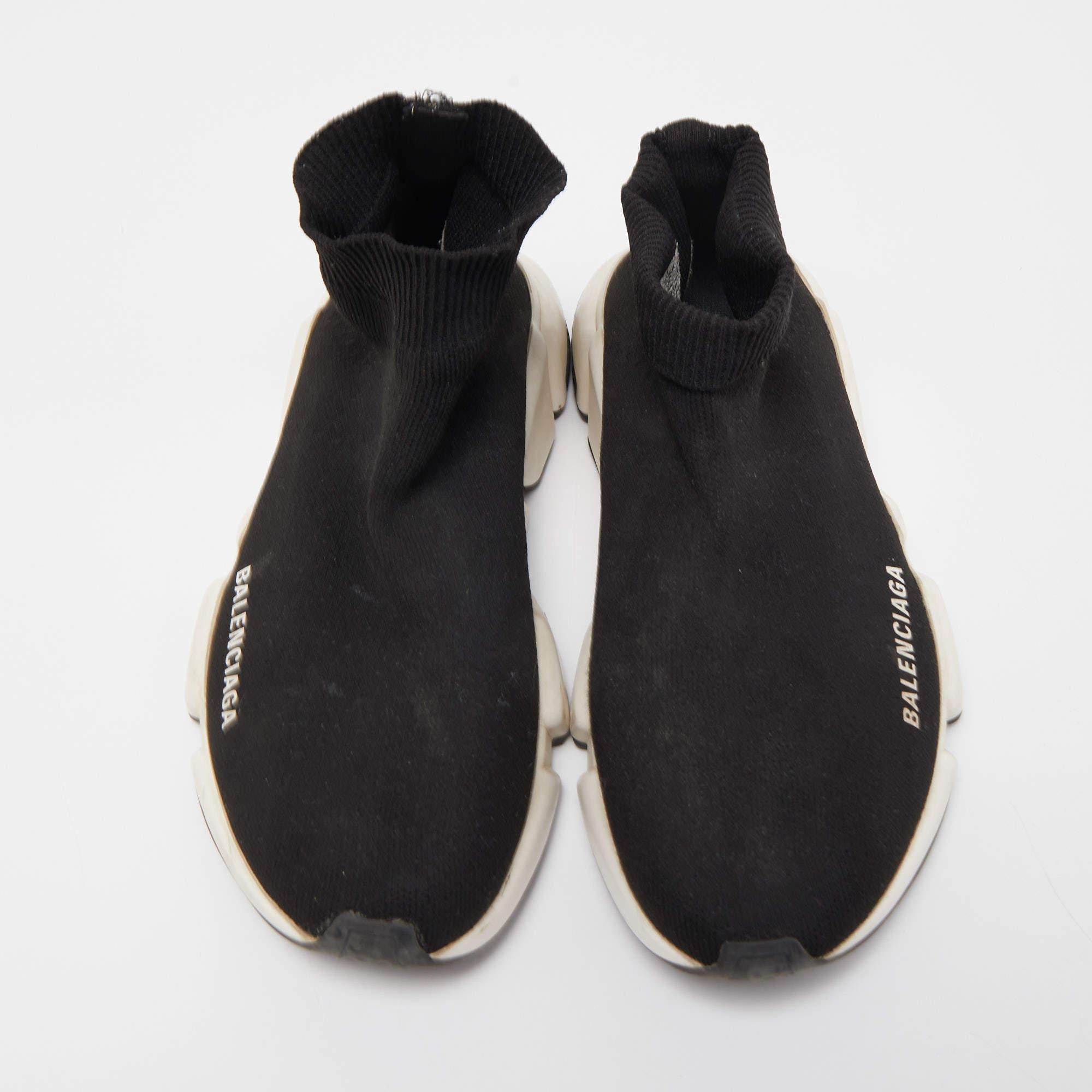 Balenciaga Black Knit Fabric Speed Trainer Sneakers Size 37 In Good Condition In Dubai, Al Qouz 2