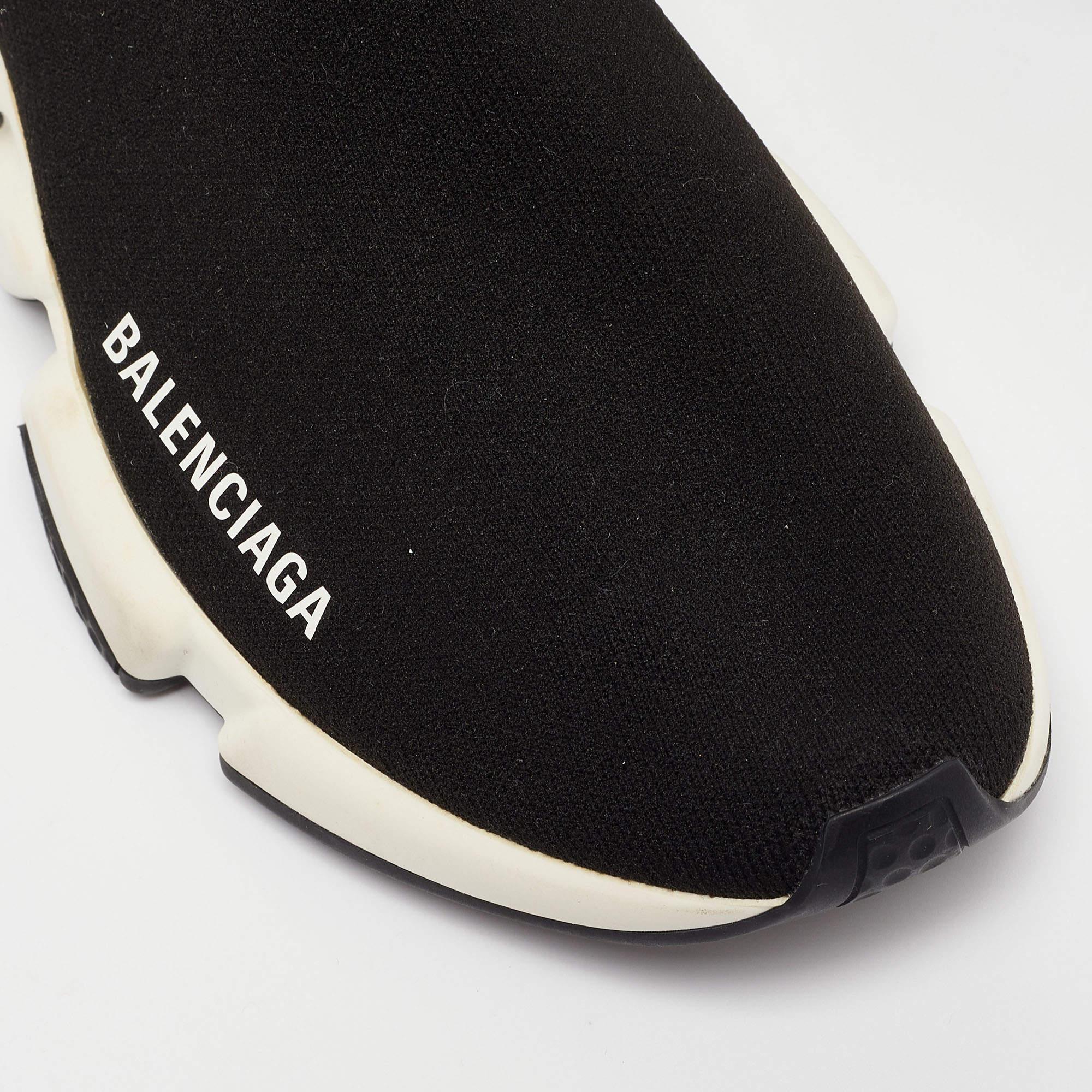 Balenciaga Black Knit Fabric Speed Trainer Sneakers Size 37 3