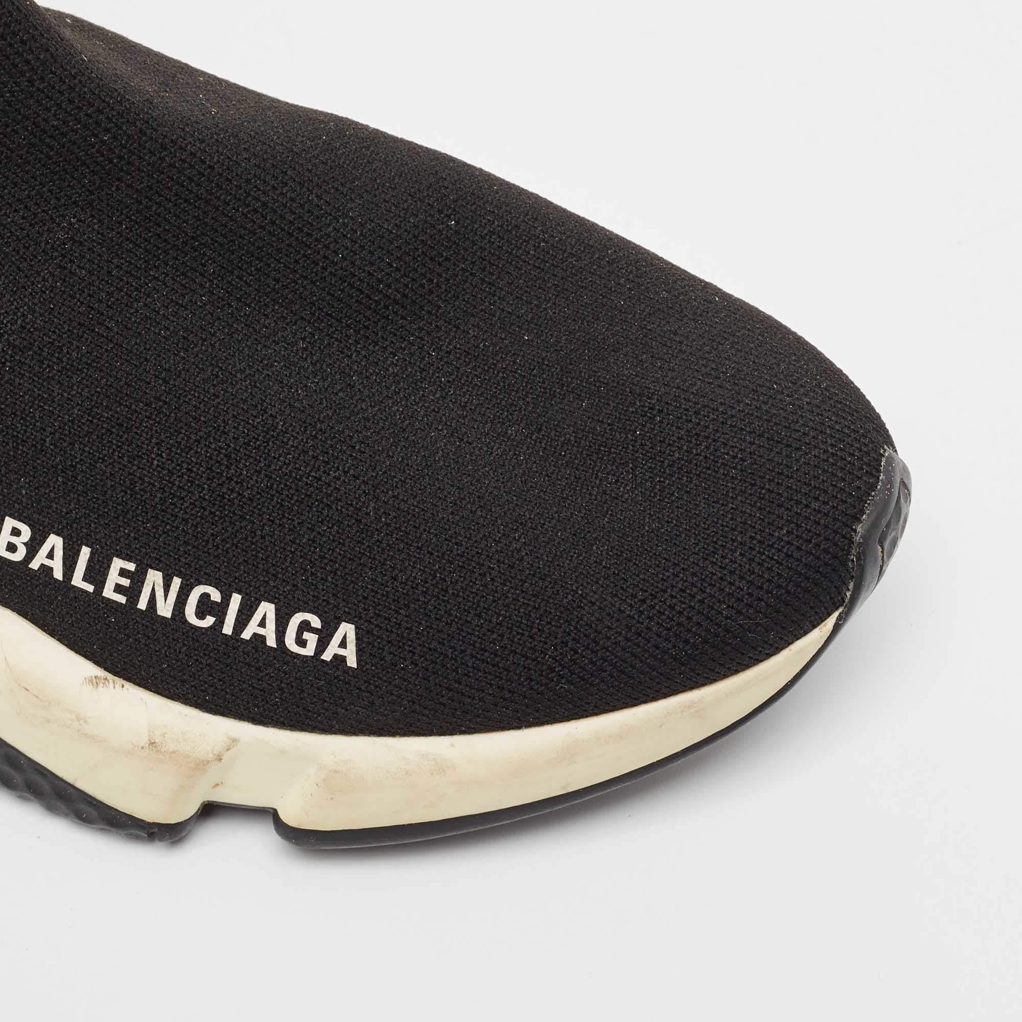 Balenciaga Black Knit Fabric Speed Trainer Sneakers Size 37 For Sale 3