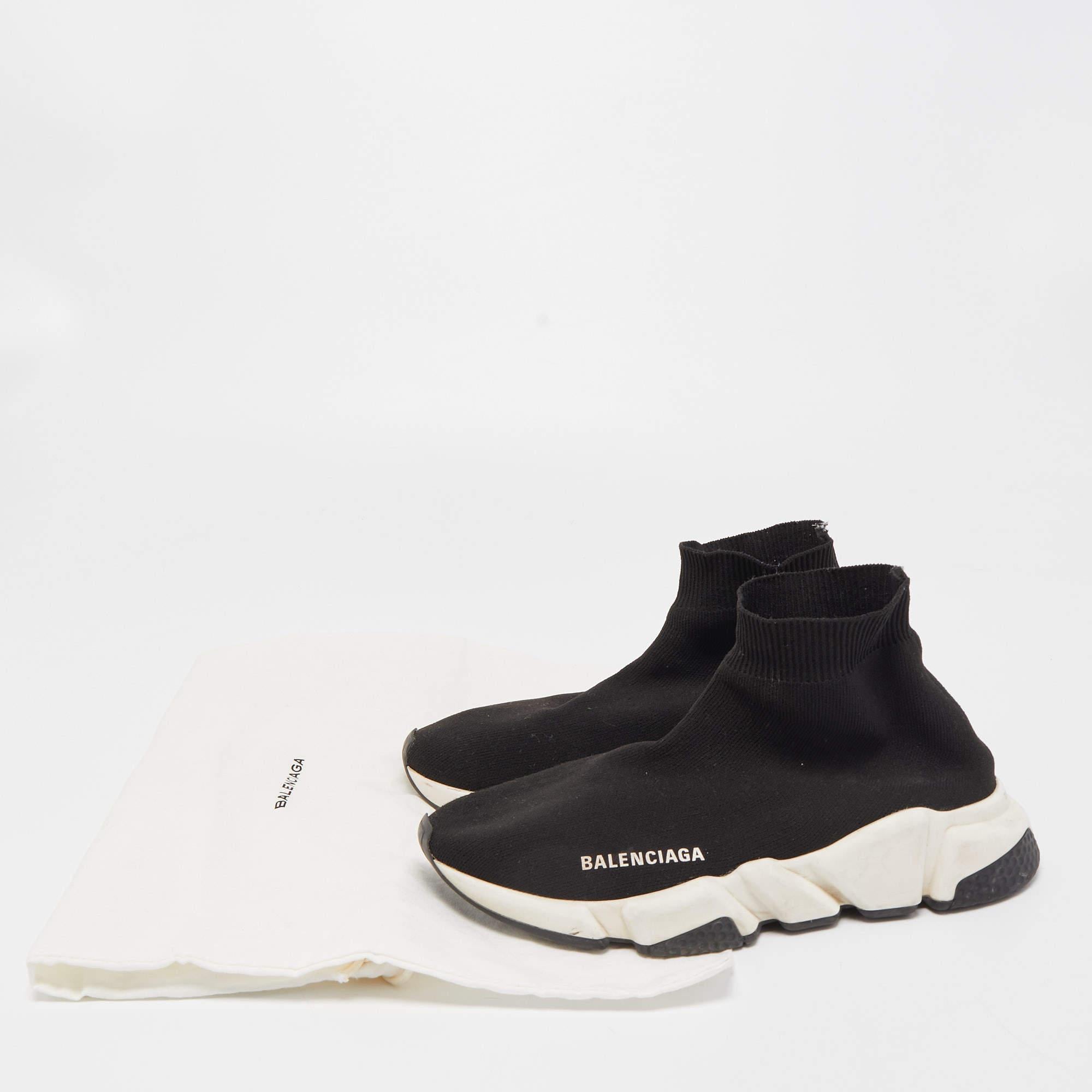 Balenciaga Black Knit Fabric Speed Trainer Sneakers Size 37 6