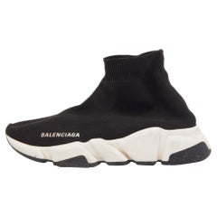 Balenciaga Black Knit Fabric Speed Trainer Sneakers Size 37