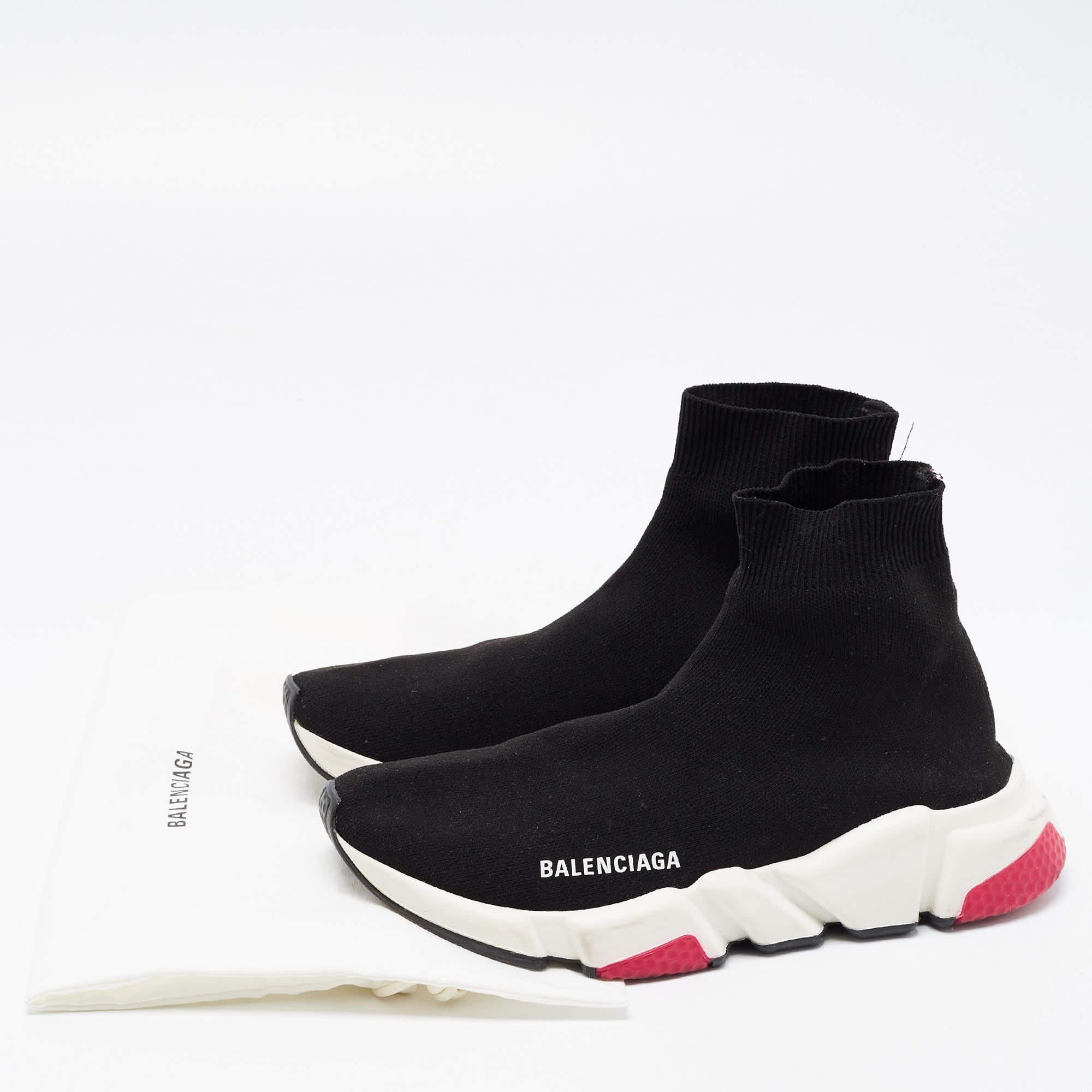 Balenciaga Black Knit Fabric Speed Trainer Sneakers Size 38 6