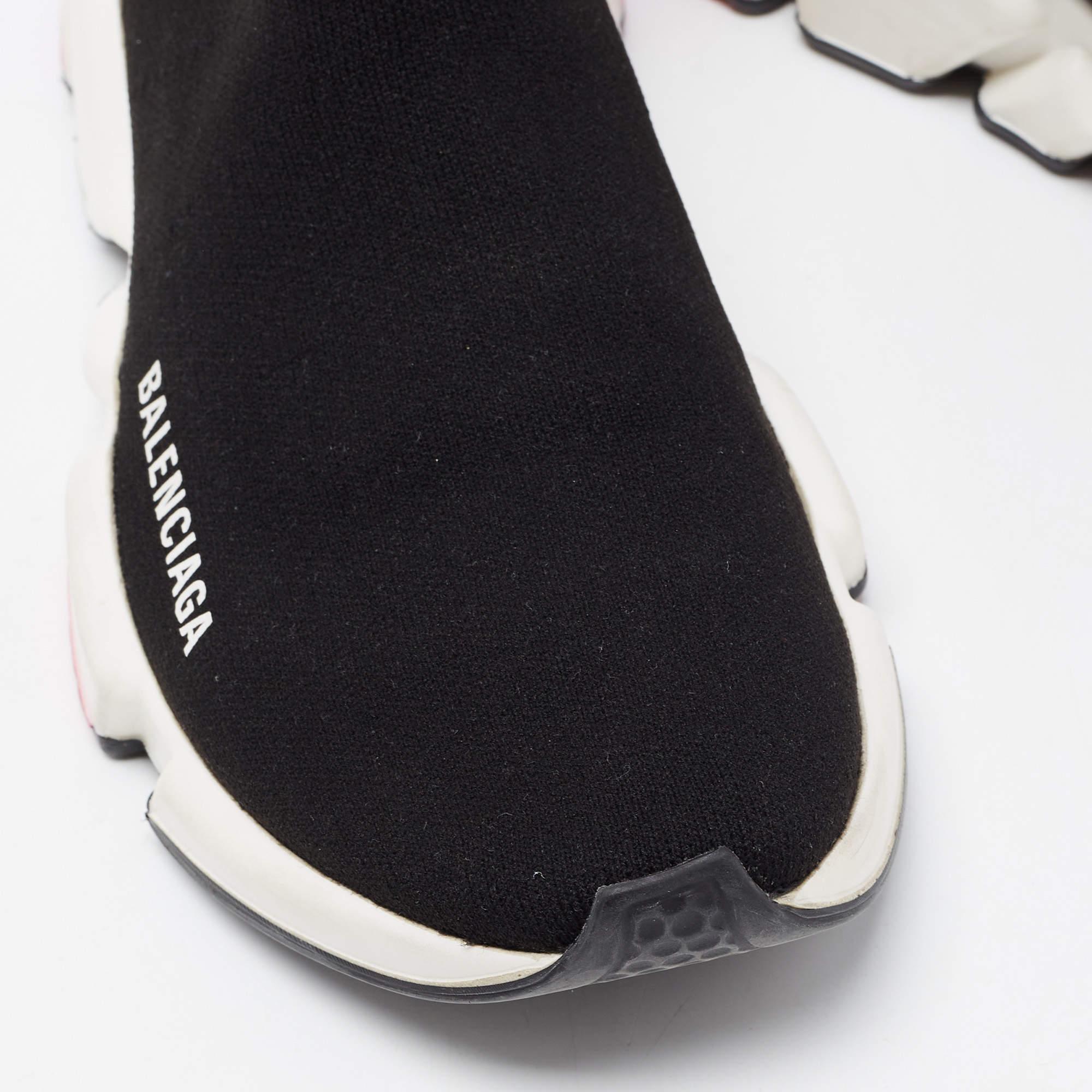 Balenciaga Black Knit Fabric Speed Trainer Sneakers Size 38 1