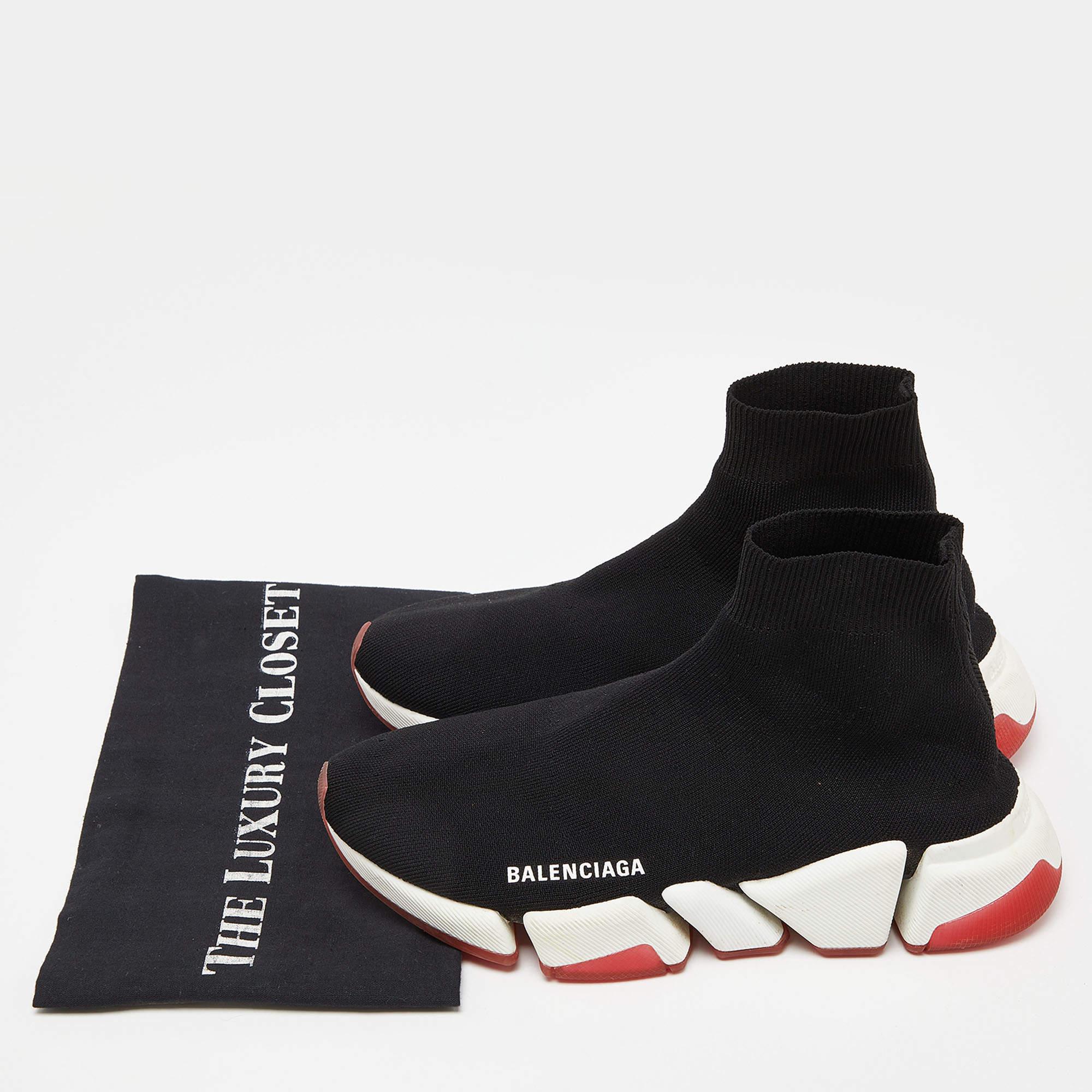 Balenciaga Black Knit Fabric Speed Trainer Sneakers Size 38 For Sale 4