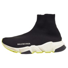 Balenciaga Black Knit Fabric Speed Trainer Sneakers Size 38