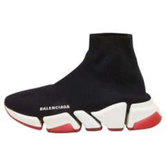 Balenciaga Black Knit Fabric Speed Trainer Sneakers Size 38