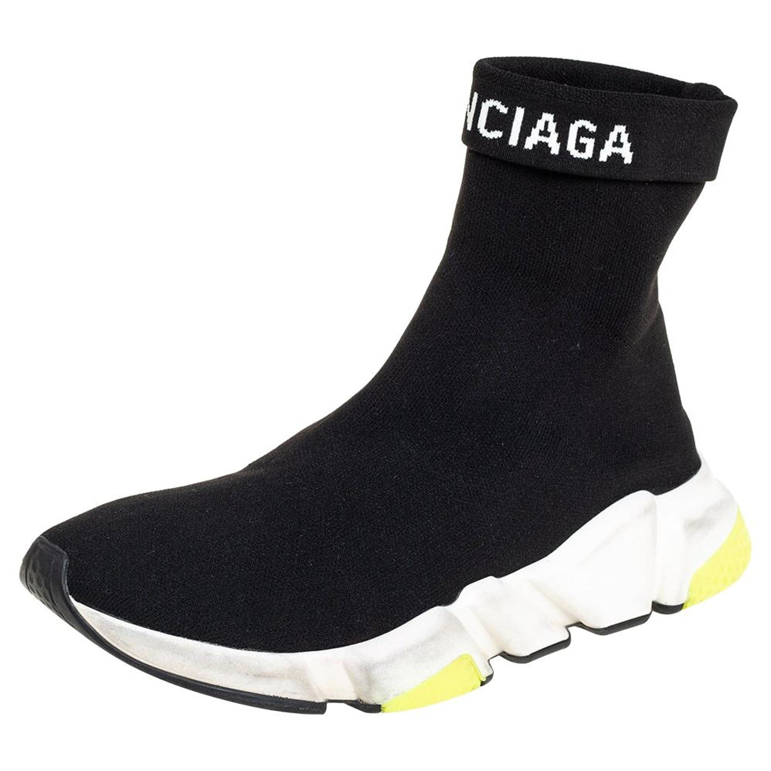 Balenciaga Black Knit Fabric Speed Trainer Sneakers Size 39 at 1stDibs