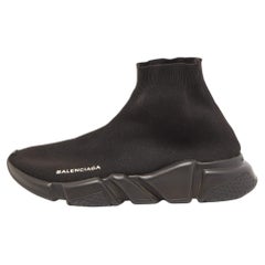 Balenciaga Black Knit Fabric Speed Trainer Sneakers Size 40