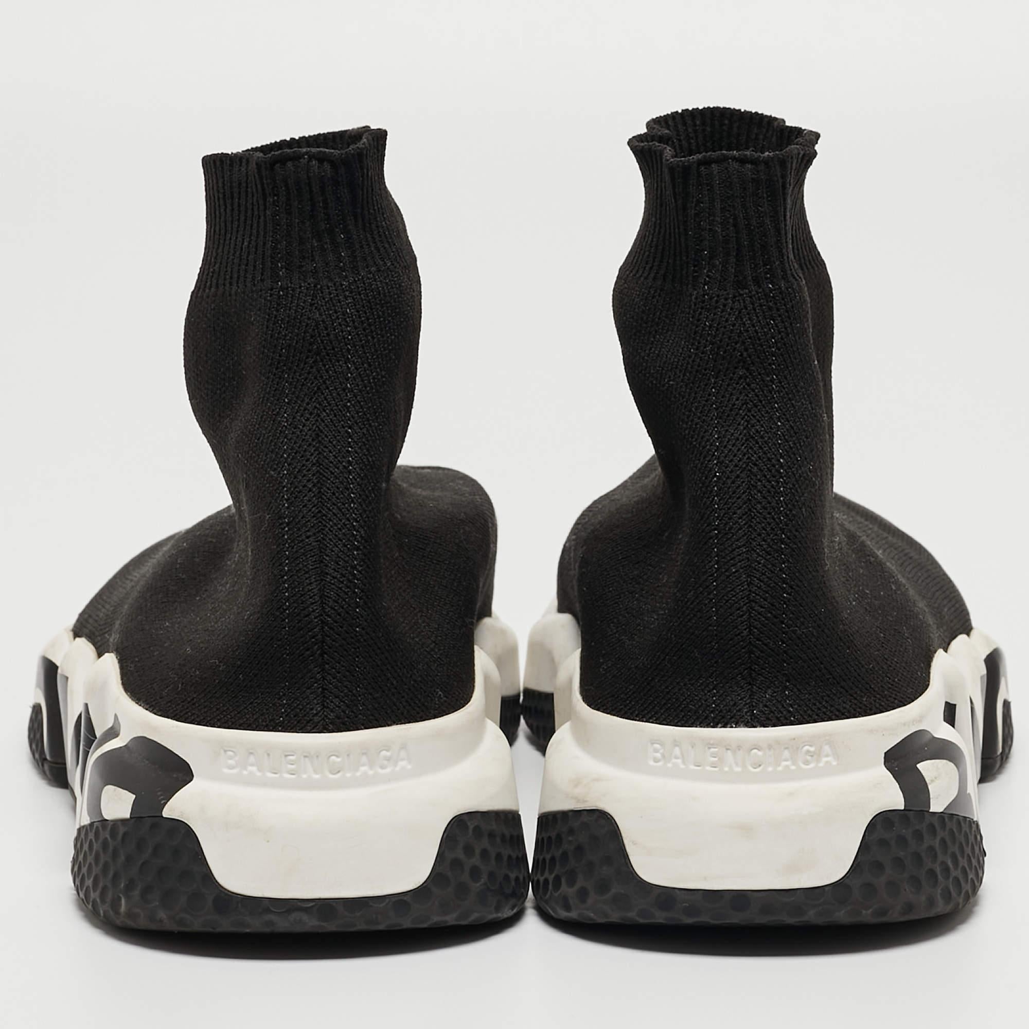 Balenciaga Black Knit Fabric Speed Trainer Sneakers Size 41 In Excellent Condition In Dubai, Al Qouz 2