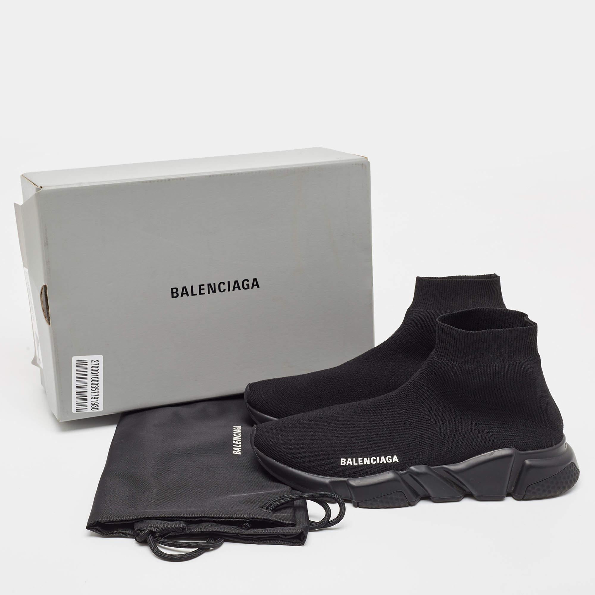 Balenciaga Black Knit Fabric Speed Trainer Sneakers Size 41 For Sale 5