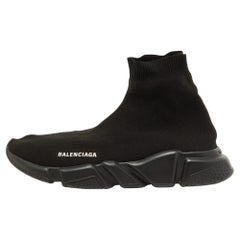 Used Balenciaga Black Knit Fabric Speed Trainer Sneakers Size 42