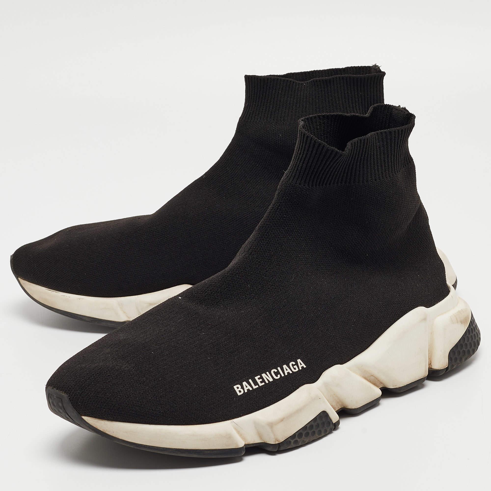 Balenciaga Black Knit Fabric Speed Trainer Sneakers Size 43 For Sale 2