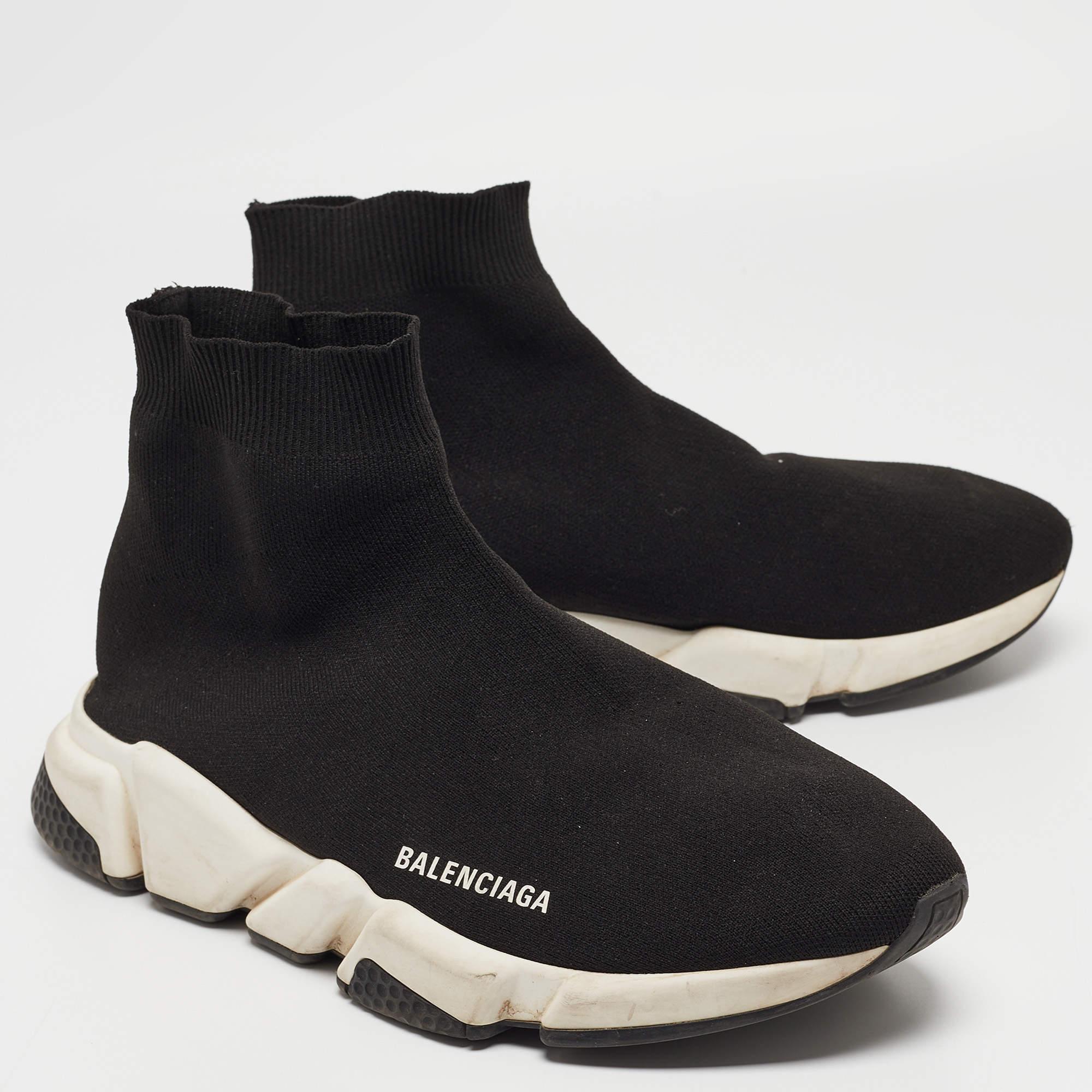 Balenciaga Black Knit Fabric Speed Trainer Sneakers Size 43 For Sale 3