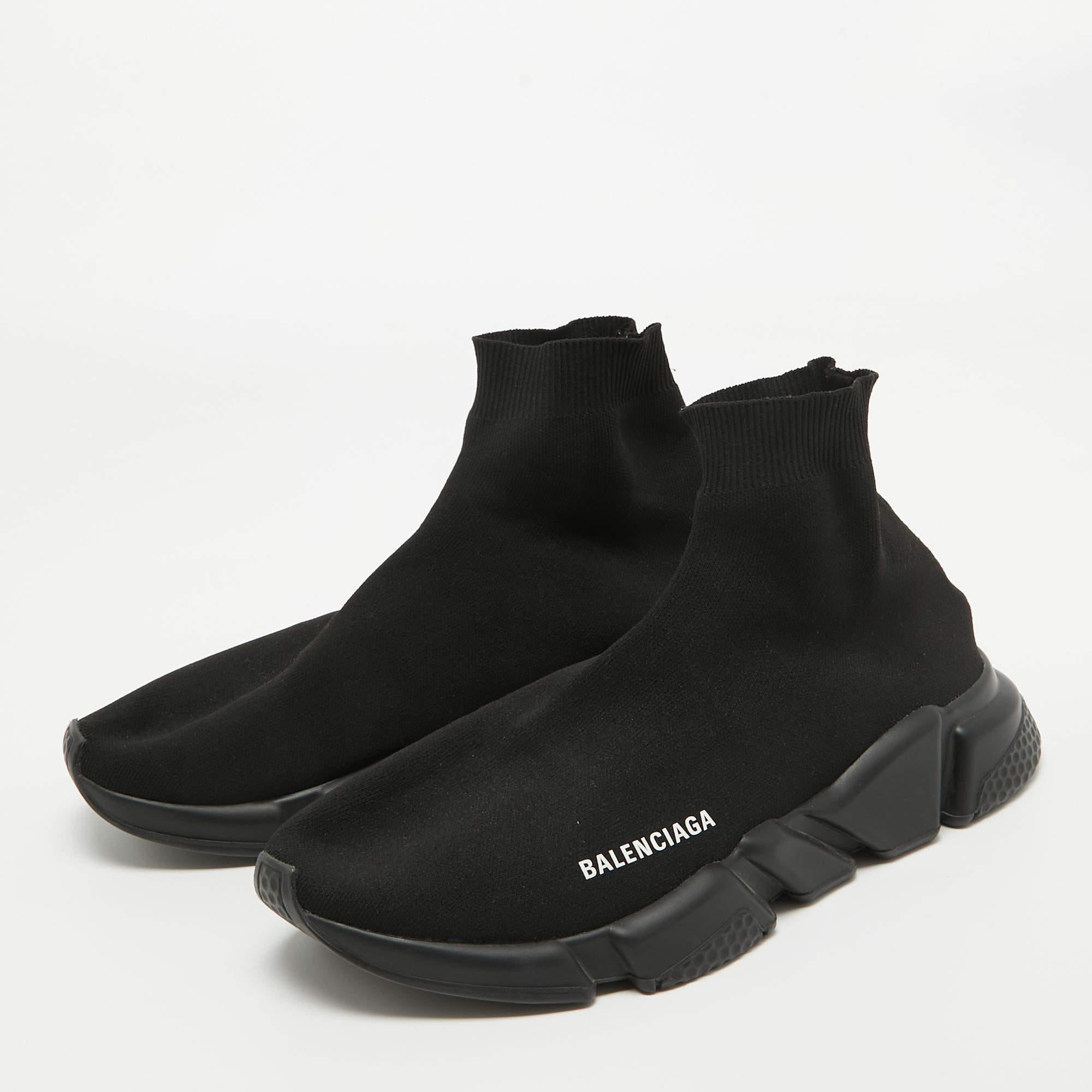 Balenciaga Black Knit Fabric Speed Trainer Sneakers Size 43 4