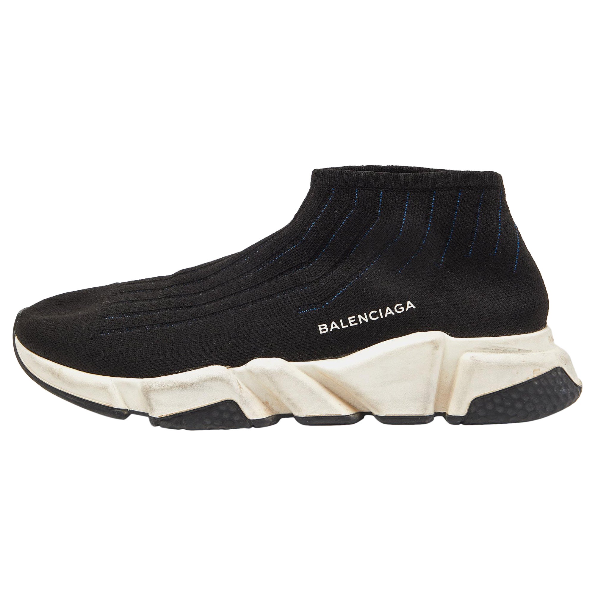Balenciaga Black Knit Fabric Speed Trainer Sneakers Size 43