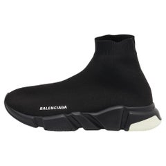 Balenciaga Black Knit Fabric Speed Trainers High Top Sneakers Size 42