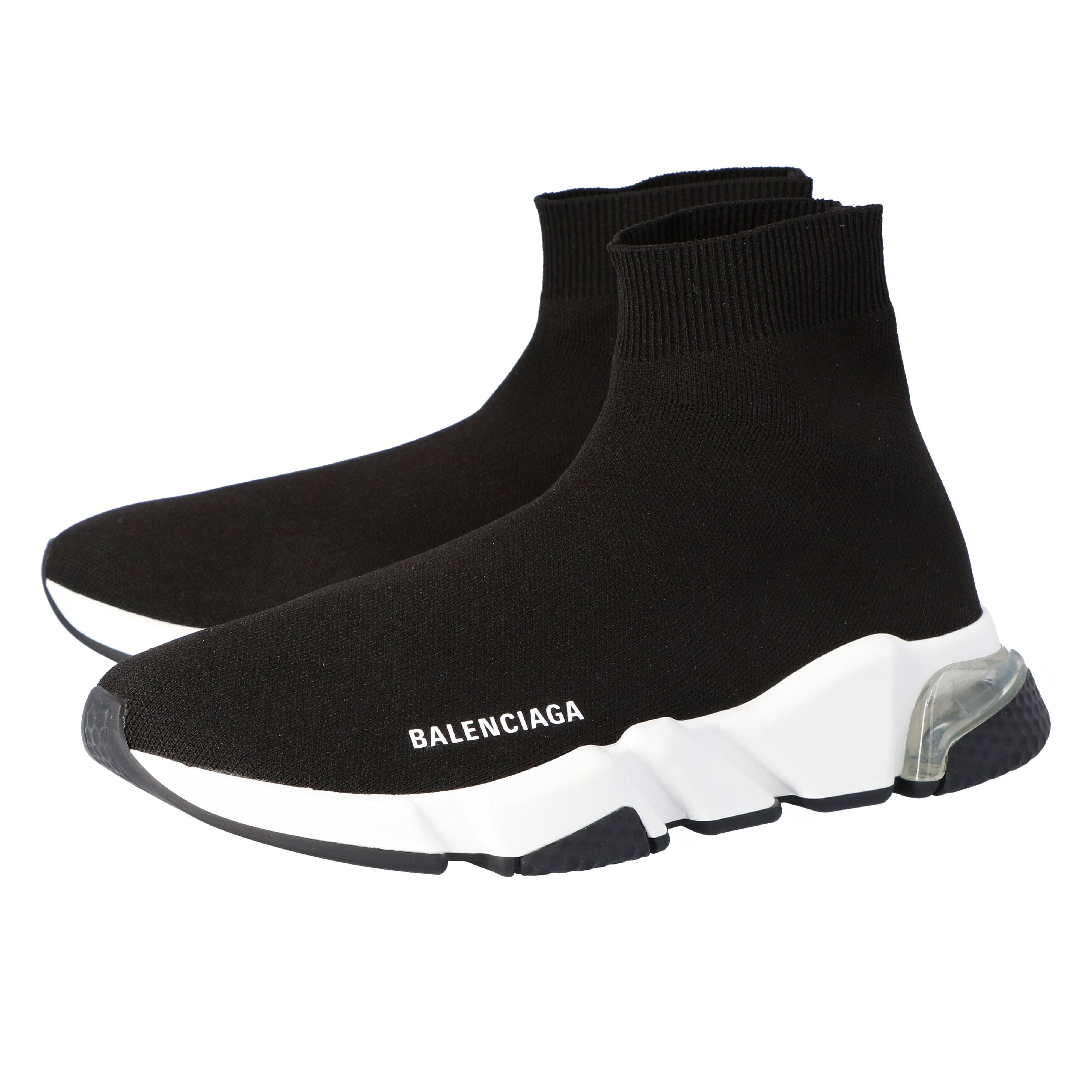 Balenciaga Black Knit Speed Clear Sole Sneakers Size 35 For Sale at 1stDibs