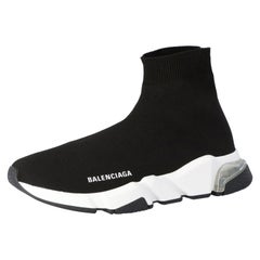 Balenciaga Black Knit Speed Clear Sole Sneakers Size 35