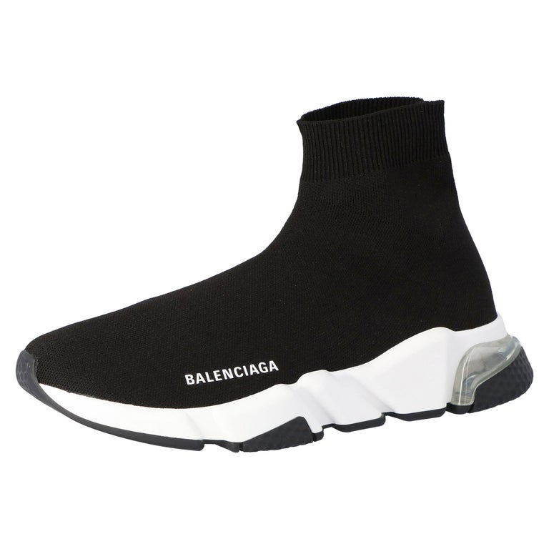 Balenciaga Black Knit Speed Clear Sole Sneakers Size 35 For Sale at 1stDibs
