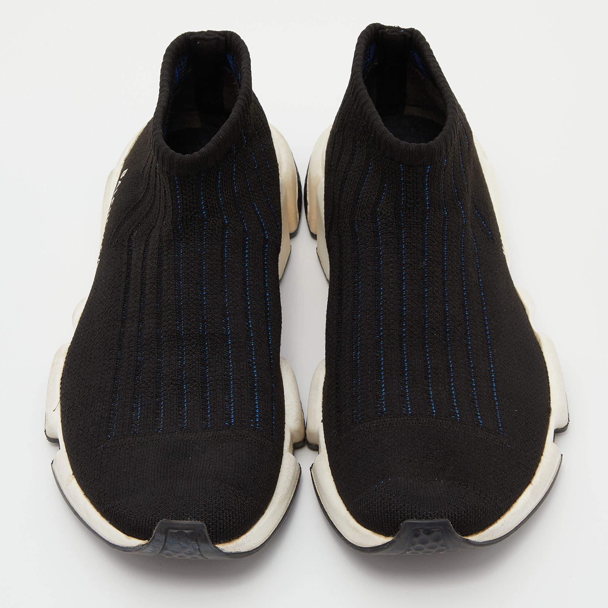 Balenciaga Black Knit Speed Trainer Slip On Sneakers Size 39 In Fair Condition In Dubai, Al Qouz 2
