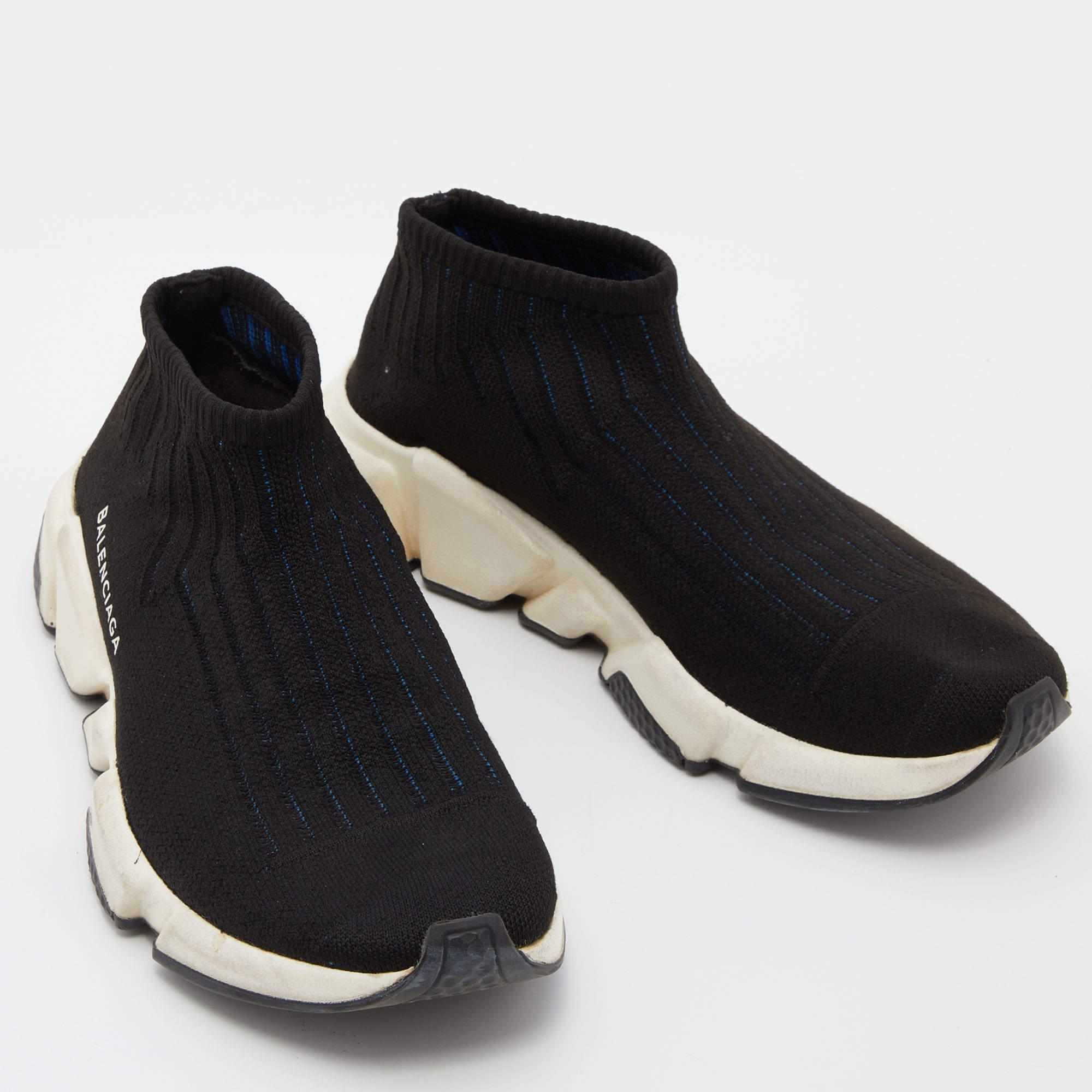 Balenciaga Black Knit Speed Trainer Slip On Sneakers Size 39 1